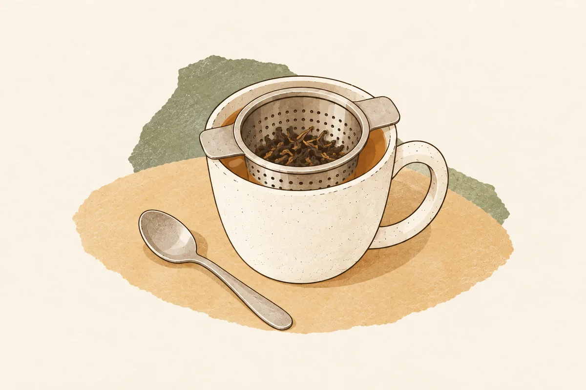 mug with basket infuser and spoon